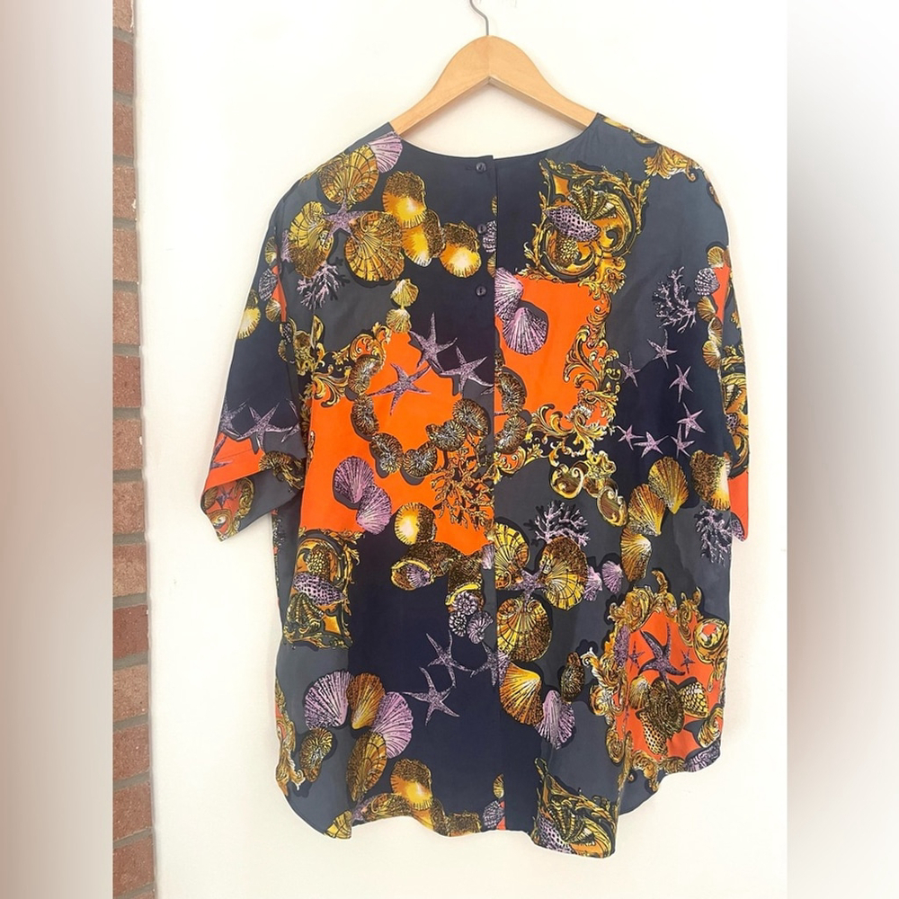 oxygene vintage silk Elegant Multicolor blouse printed Top rare - Picture 2 of 6